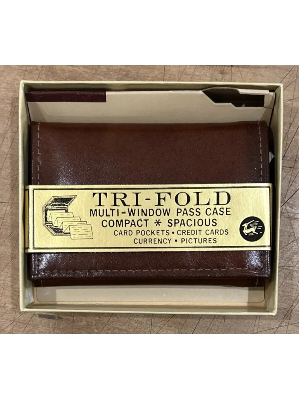 Di Lido Vintage Mens Wallet Brown Leather Tri Fold Top Grain USA Card ID Holder